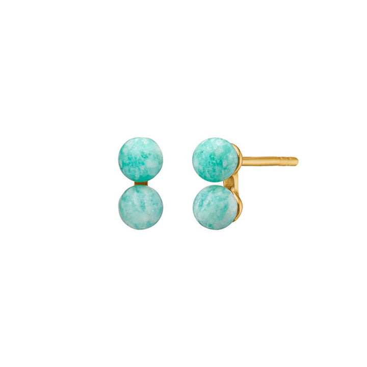 Freya ear studs with Amazonite - gold plated
