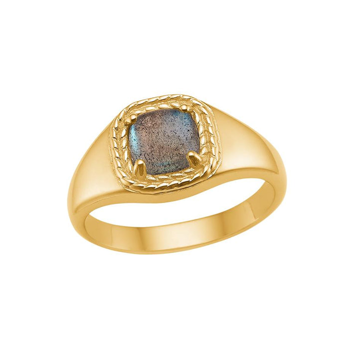 Signét ring with Labradorite - gold plated