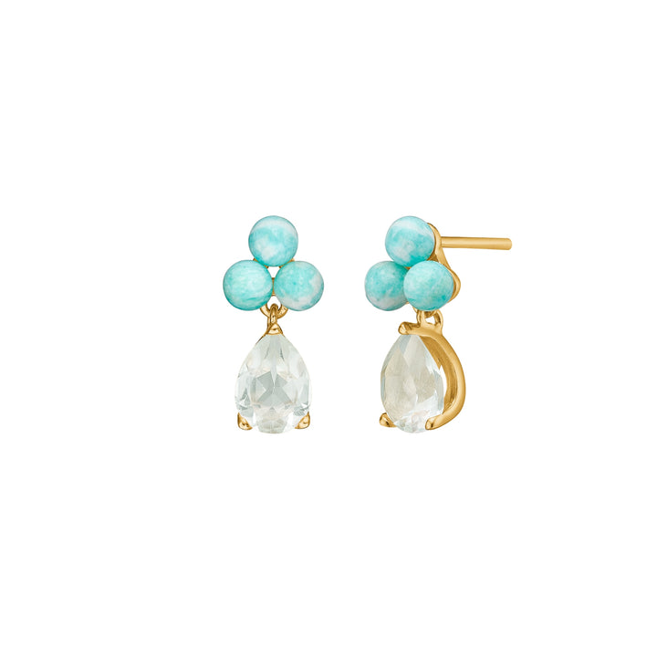 Marina ear studs with Amazonite and Prasiolite - gold plated