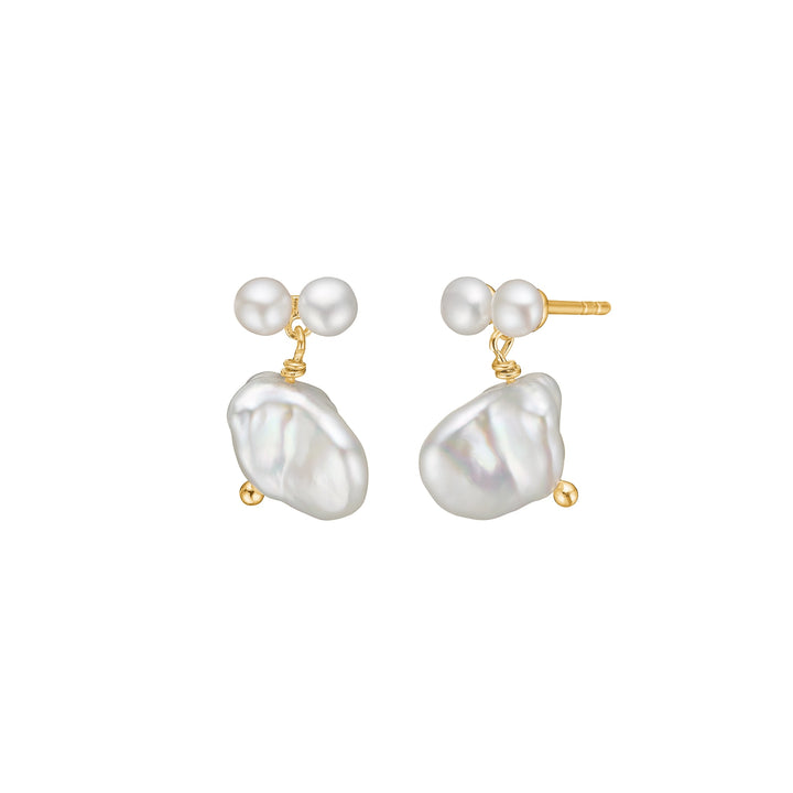 Mira ear studs with Pearl - gold plated