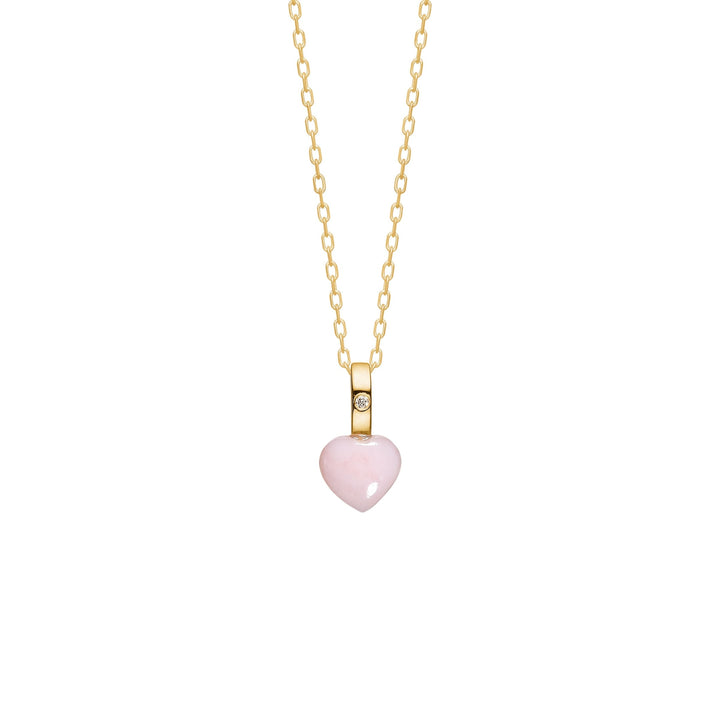10-Karat Heart pendant with Pink Opal and Diamond