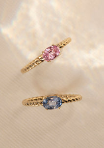Two solid gold rings from Carré set with Sapphires