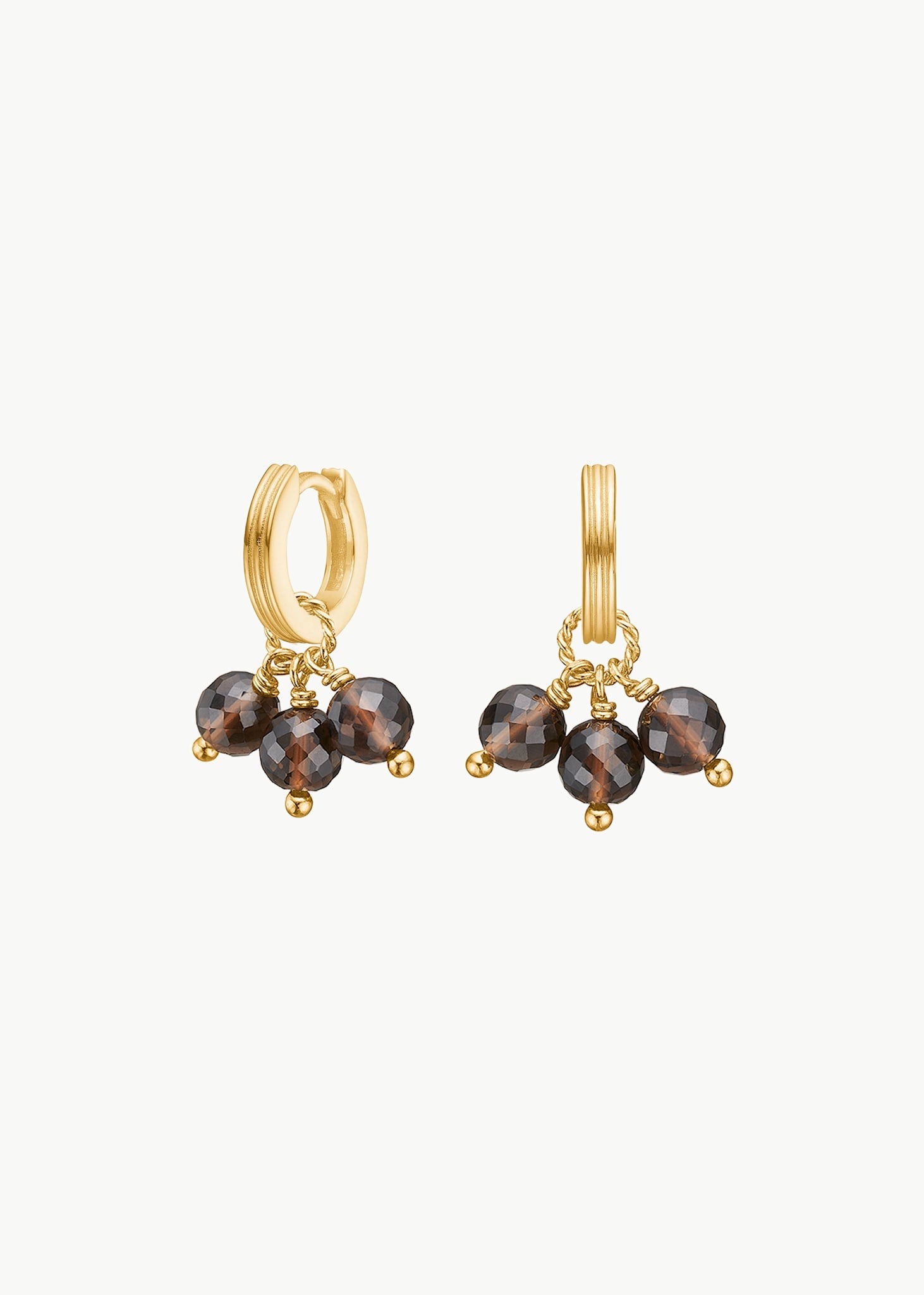 Algier earrings set with Smokey Quartz - gold plated
