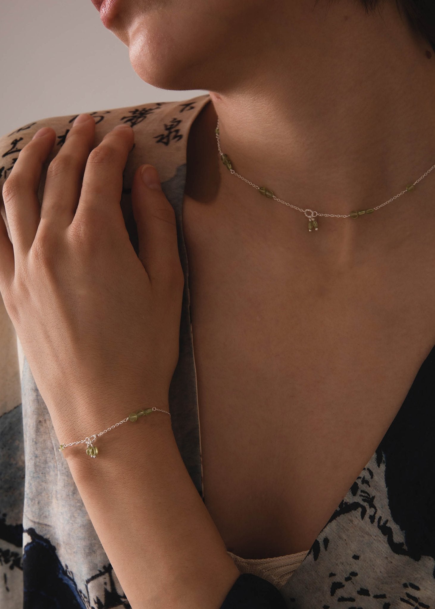 Eiffel necklace with Peridot - silver