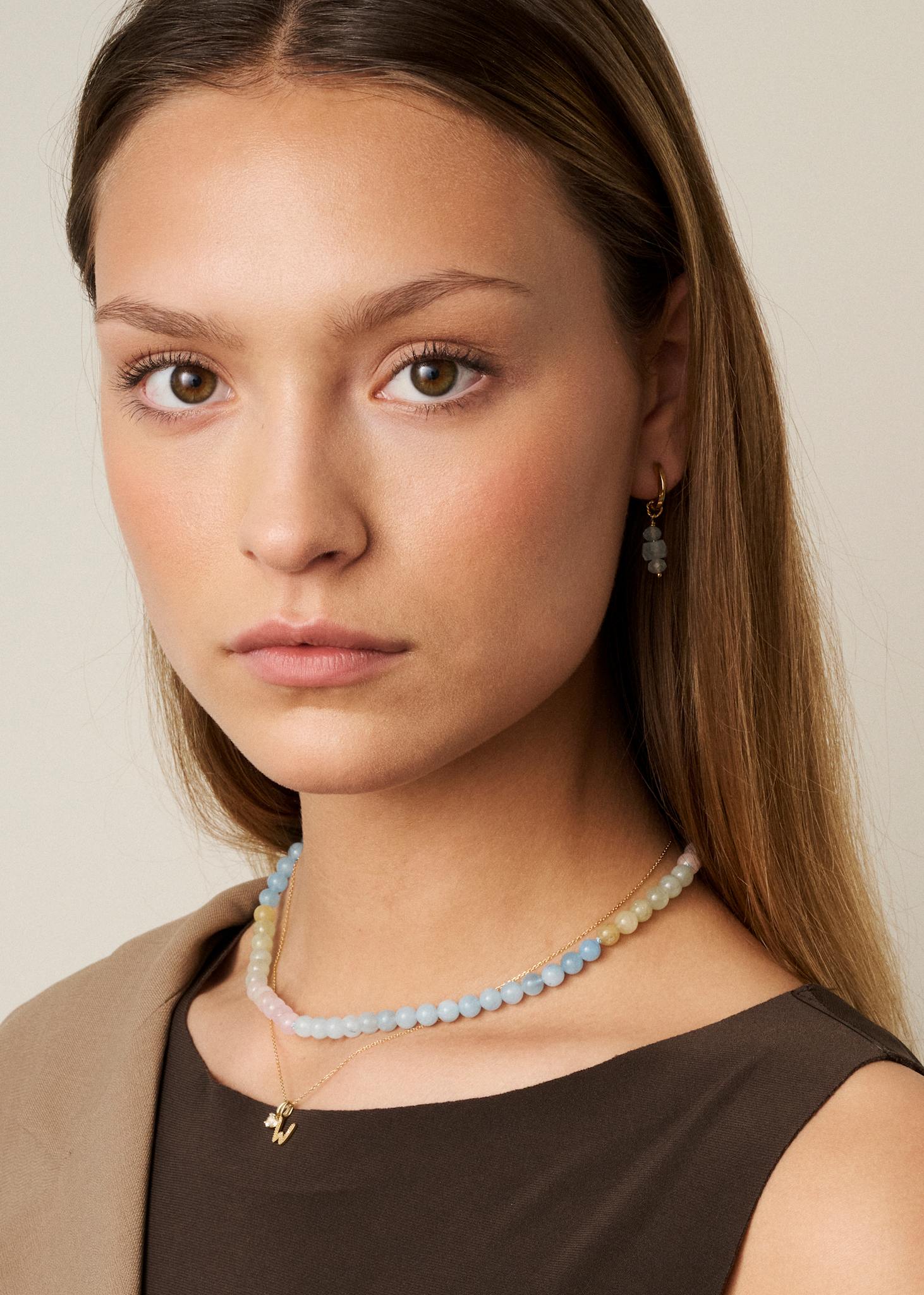 Lantern earrings with Aquamarine - gold plated