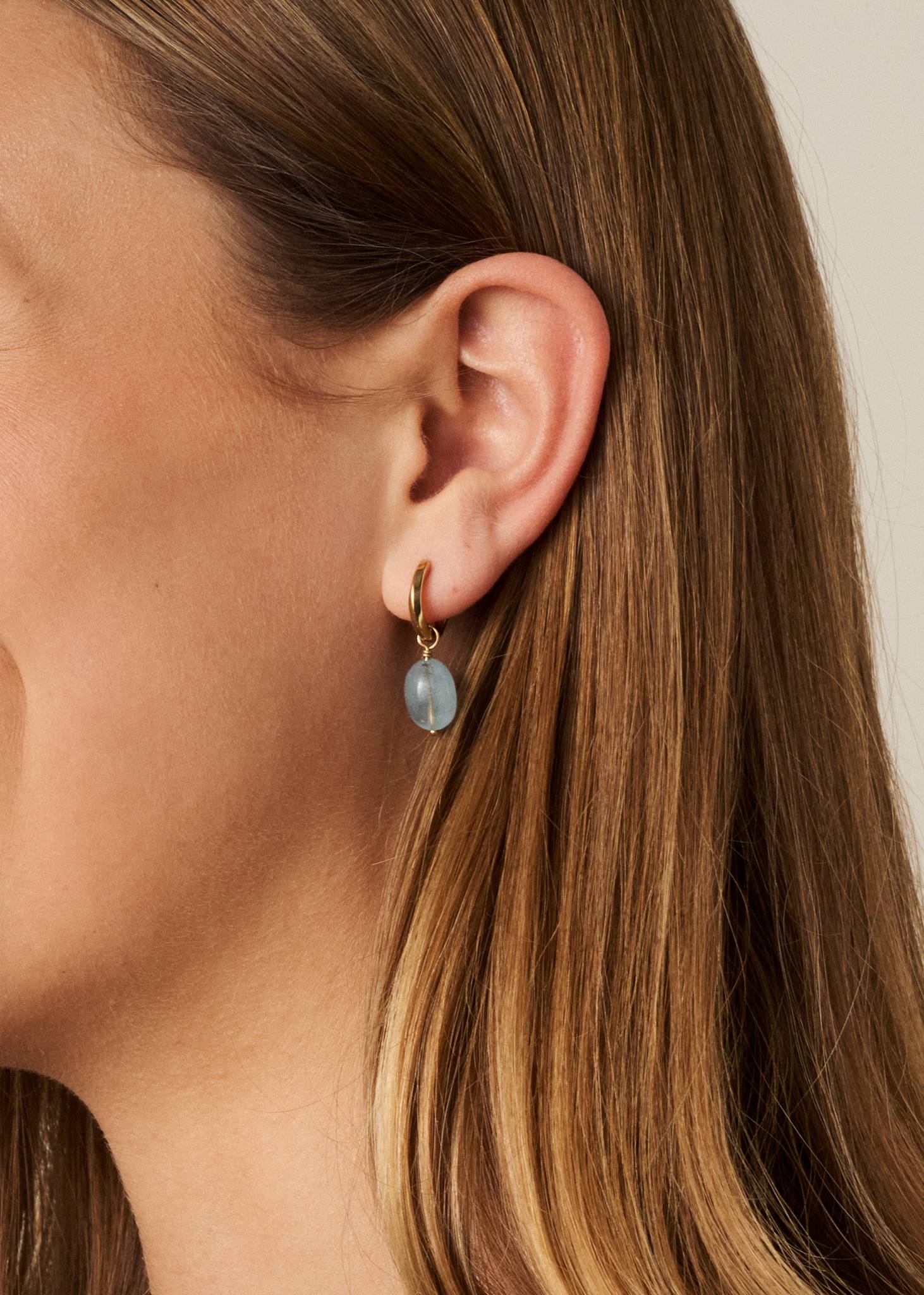 Diani earrings set with Aquamarine - gold plated