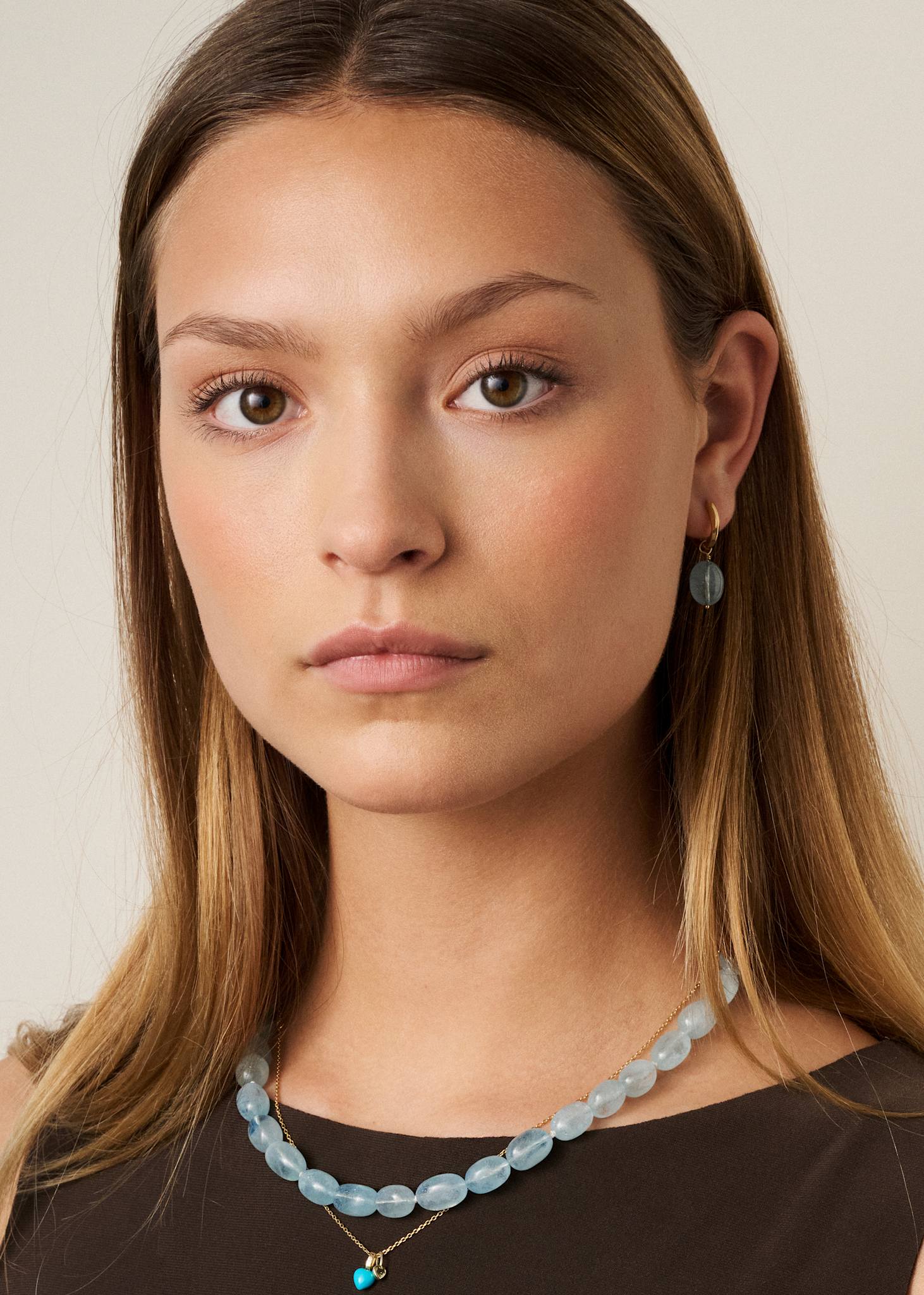Diani earrings set with Aquamarine - gold plated