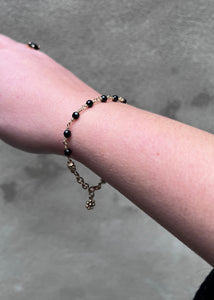 Amina bracelet with Black Agate - gold plated