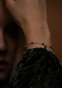 Carrie bracelet with Garnet, Smokey Quartz & Citrine - gold plated