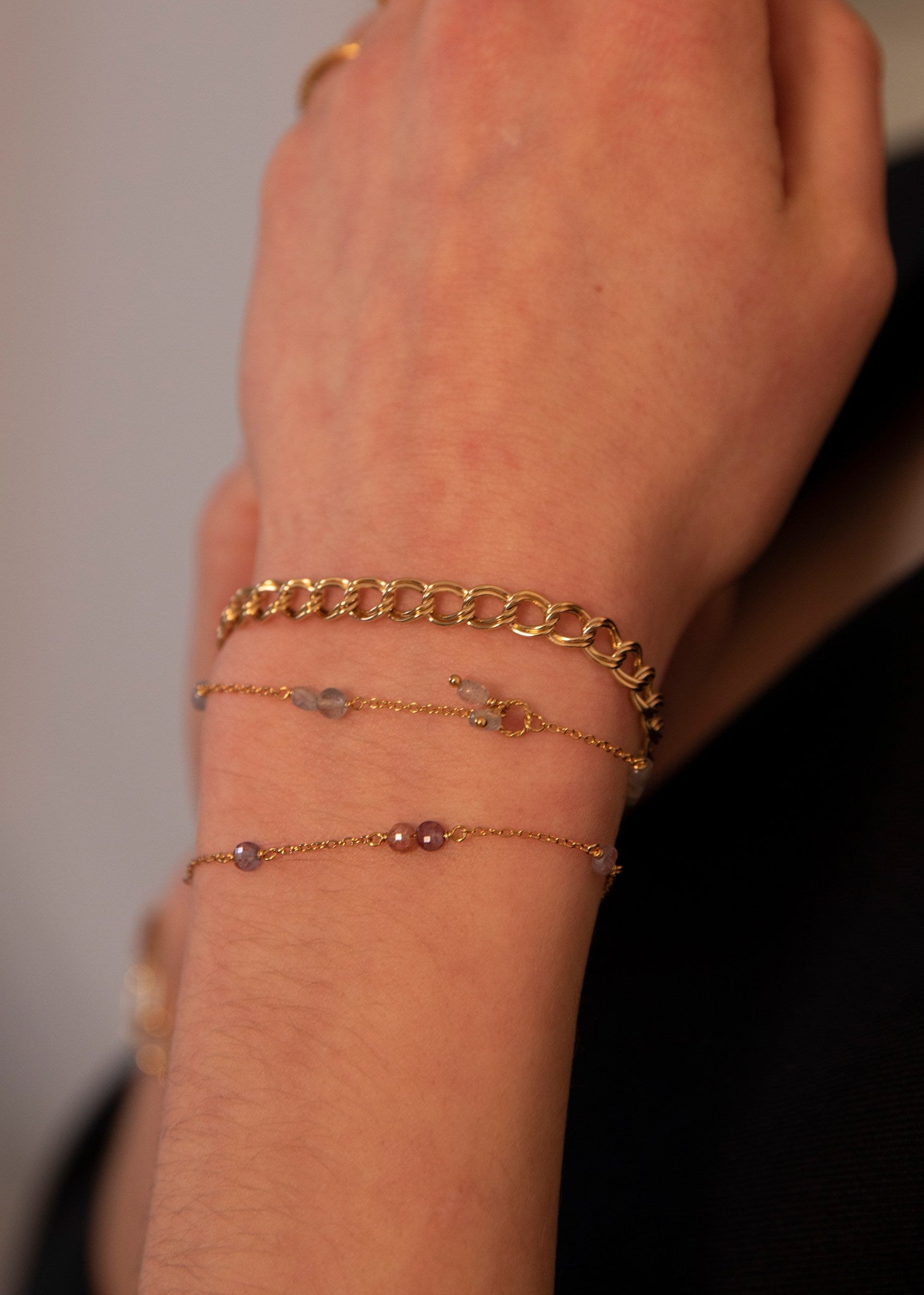 Maia bracelet with Pink Tourmaline  - gold plated