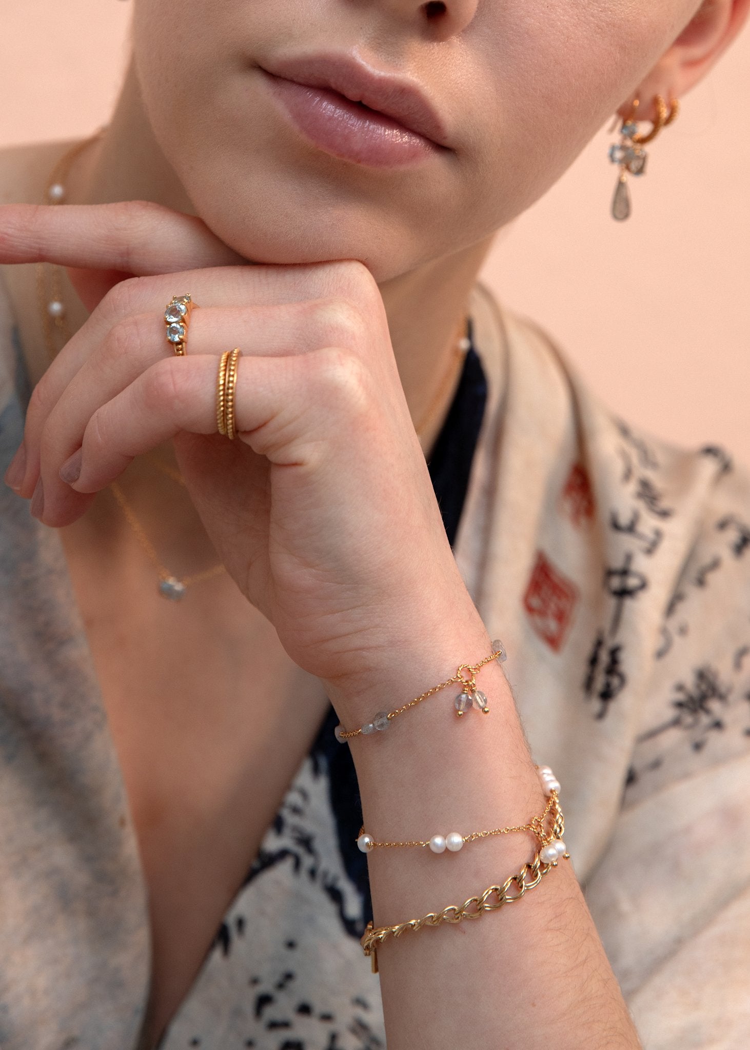 Eiffel bracelet with Labradorite - gold plated