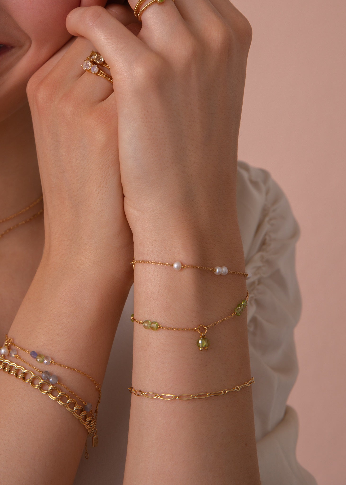 Eiffel bracelet with Peridot - gold plated