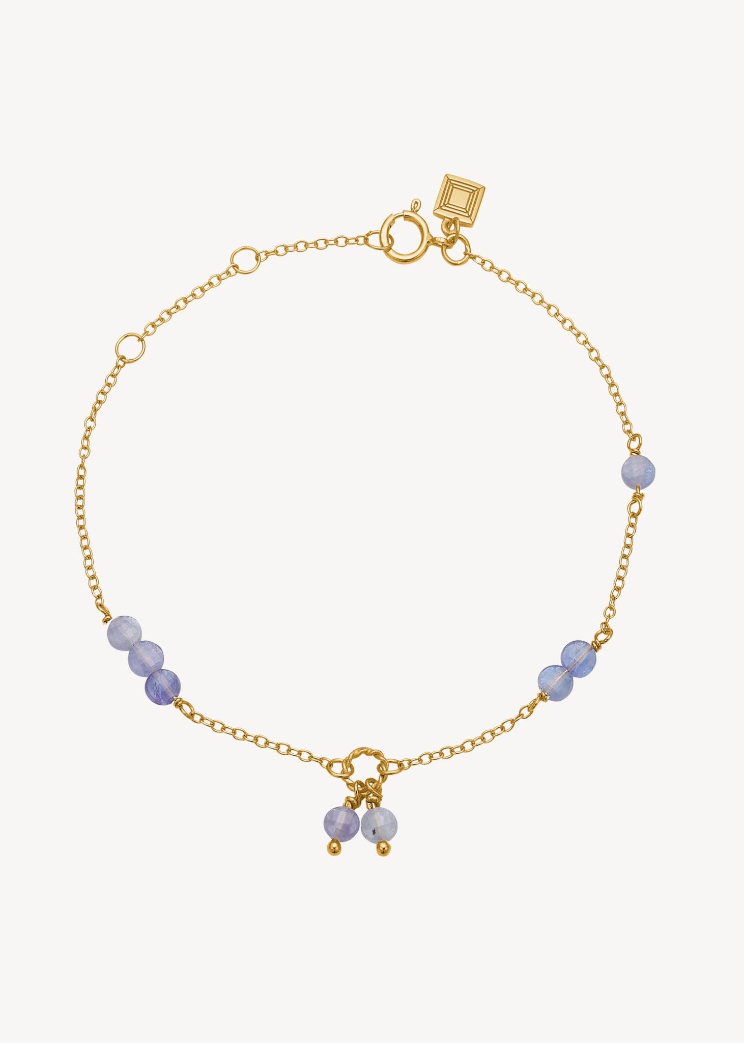 gold plated sterling silver chain bracelet with puple tanzanite gemstones for him and her, perfect gift for her and gift for mother's day