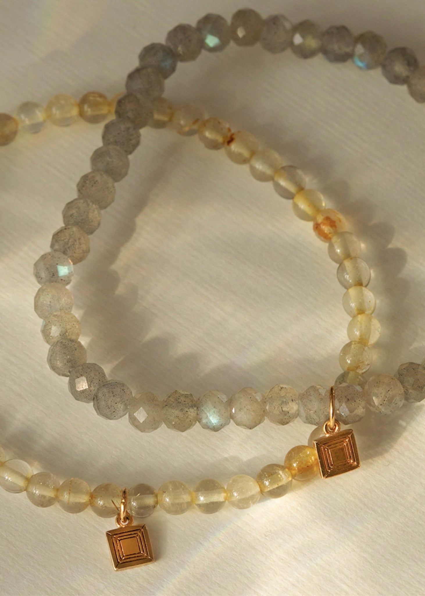 Rondeau bracelet with Golden Rutile Quartz 17,5cm - gold plated