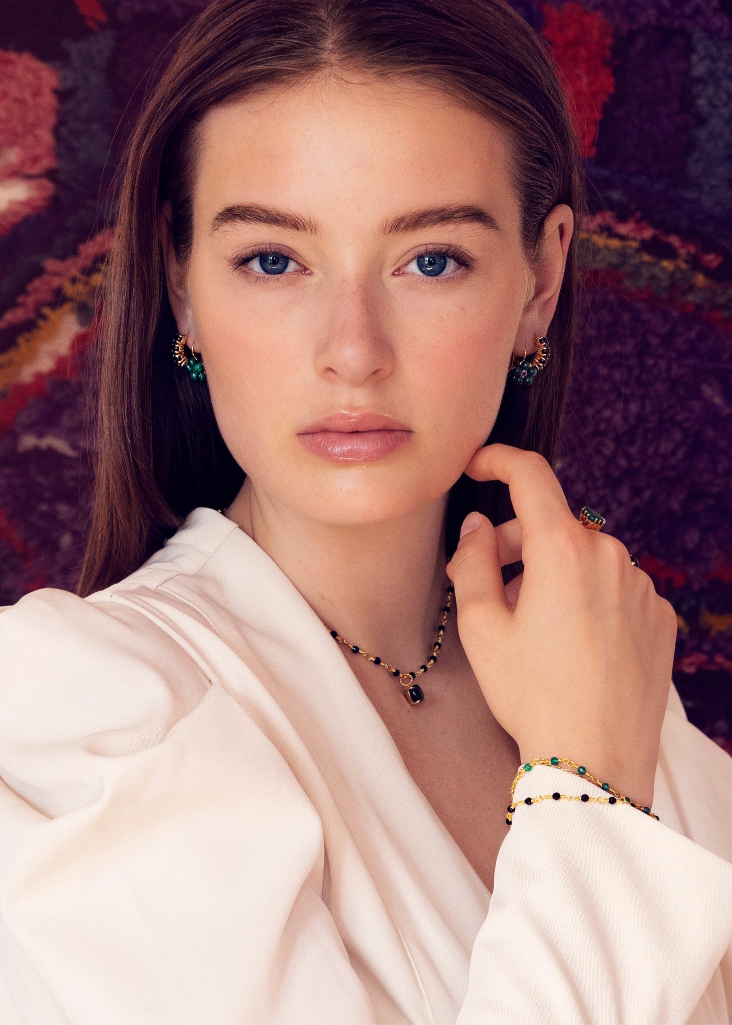 Saga bracelet with Black Agate - gold plated