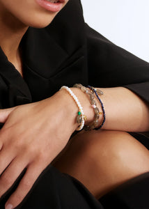 Rondelle bracelet with Labradorite, Pearl, and Turmaline - gold plated