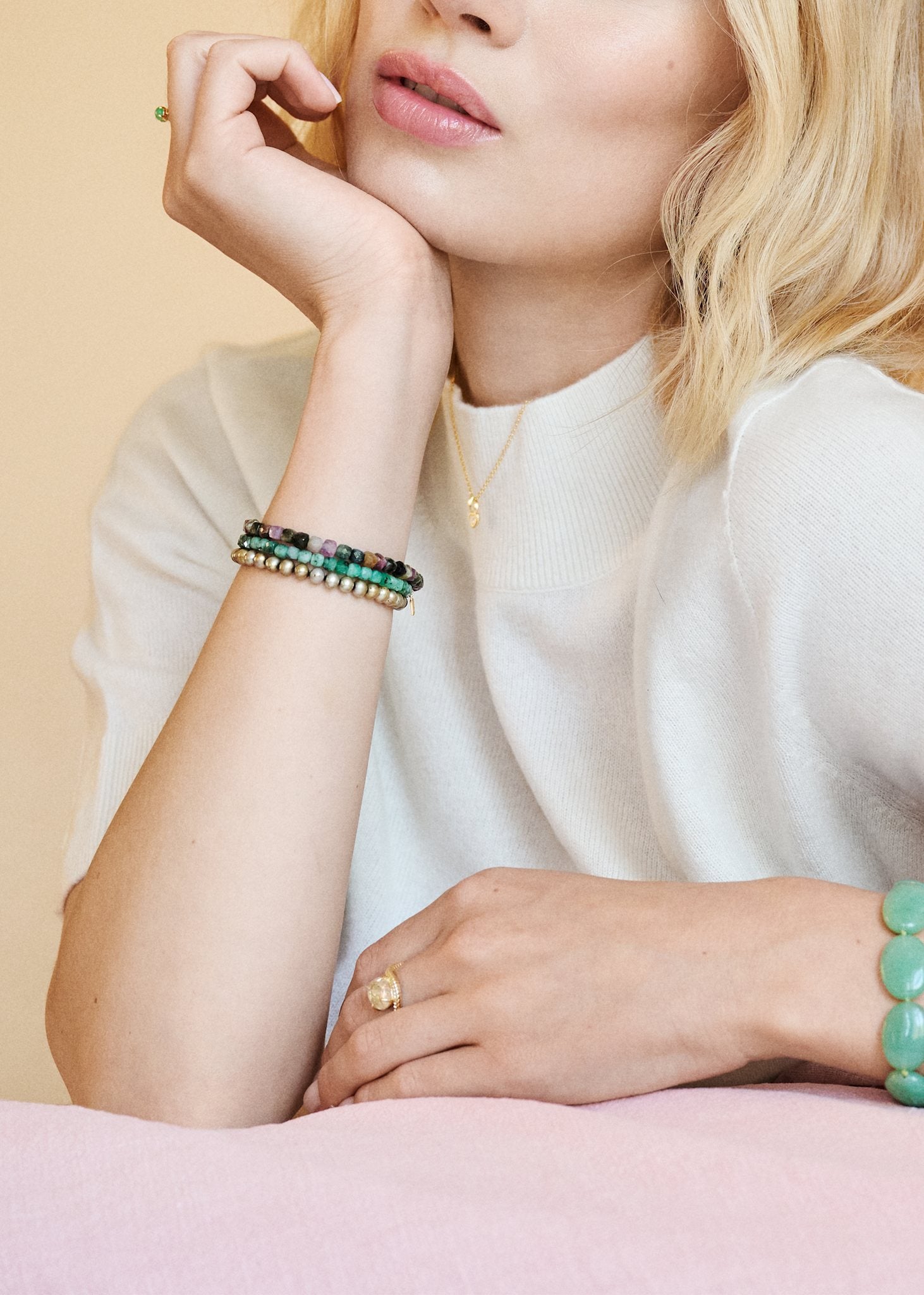 Mono bracelet with Tourmaline - gold plated