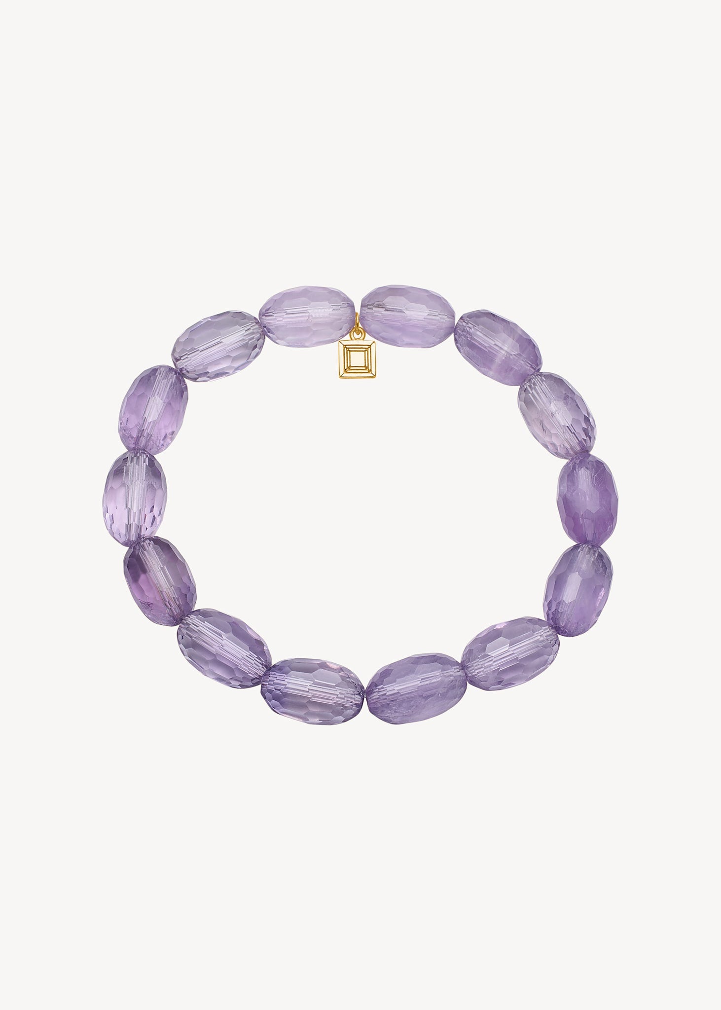 Slip on gemstone friendship bracelet from Carré Jewellery set with February's birthstone, purple Amethyst gemstones in a facet-cut