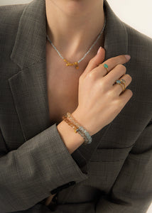 Trio bracelet with Rutilated quartz, Aquamarine and Labradorite - gold plated