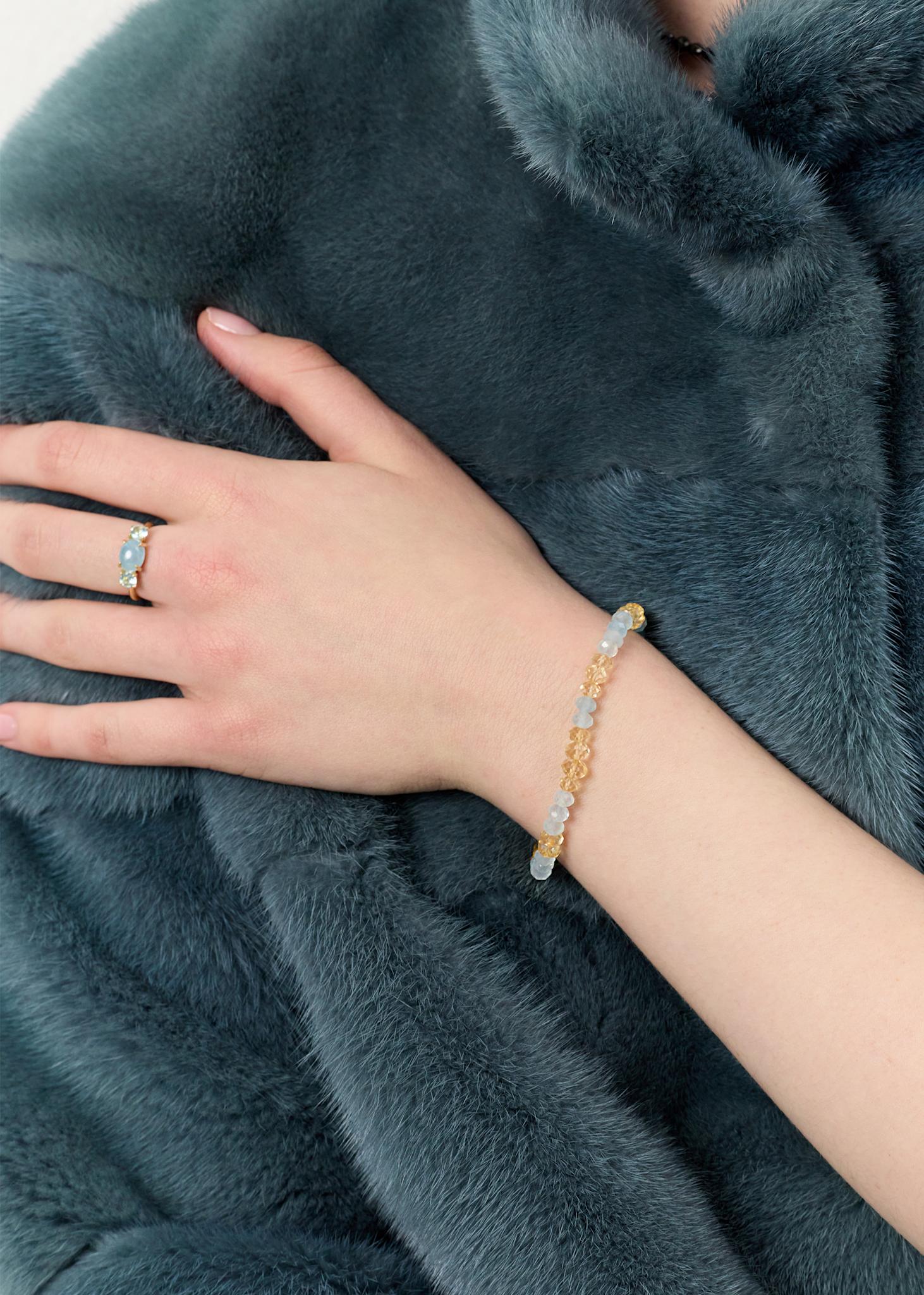 Estee bracelet with Aquamarine and Citrine - gold plated