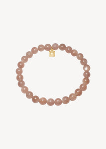 beautiful beaded gemstone bracelet with real peach moonstone gemstones that symbolise motherhood and compassion, perfect Mother's day gift and gift for mom under 80 eur