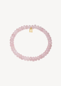 beautiful beaded gemstone bracelet with real rose quartz gemstones in pink round cut, perfect gift for her and spring jewellery