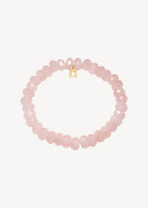 beaded bracelet with elastic slip on with pink morganite gemstones, perfect gift for her with feminine style
