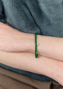 Grass bracelet with Green Agate - gold plated