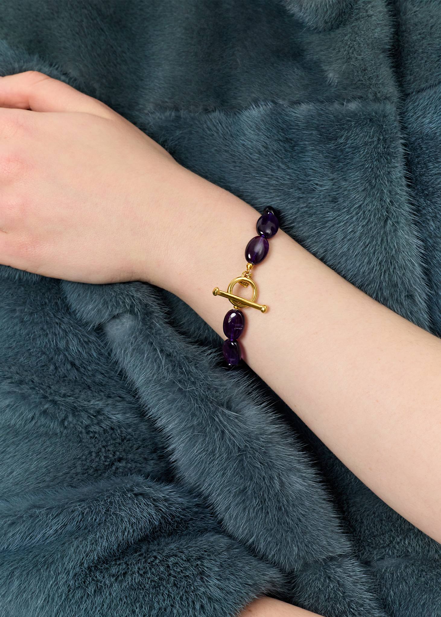 Dragee Midi bracelet with Amethyst - gold plated