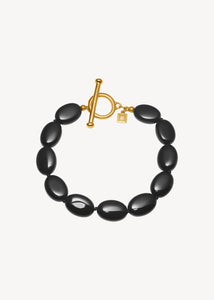 Dragee Midi bracelet with Black Agate - gold plated