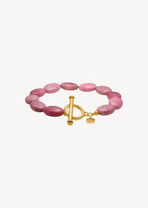 Dragee Midi bracelet with Rhodonite - gold plated