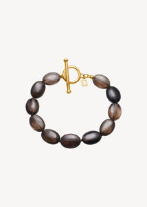 Dragee Midi bracelet with Smoky Quartz - gold plated