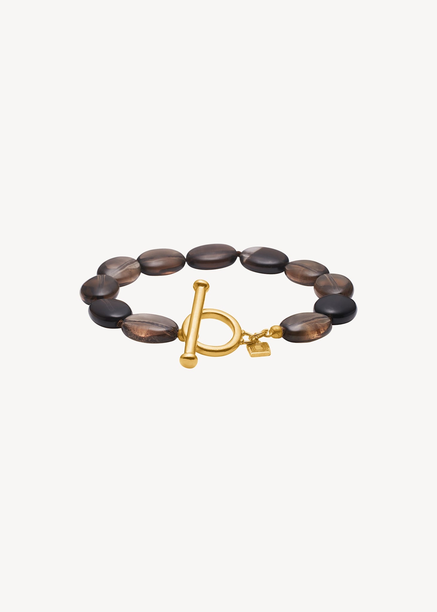 Dragee Midi bracelet with Smoky Quartz - gold plated