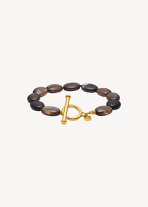 Dragee Midi bracelet with Smoky Quartz - gold plated