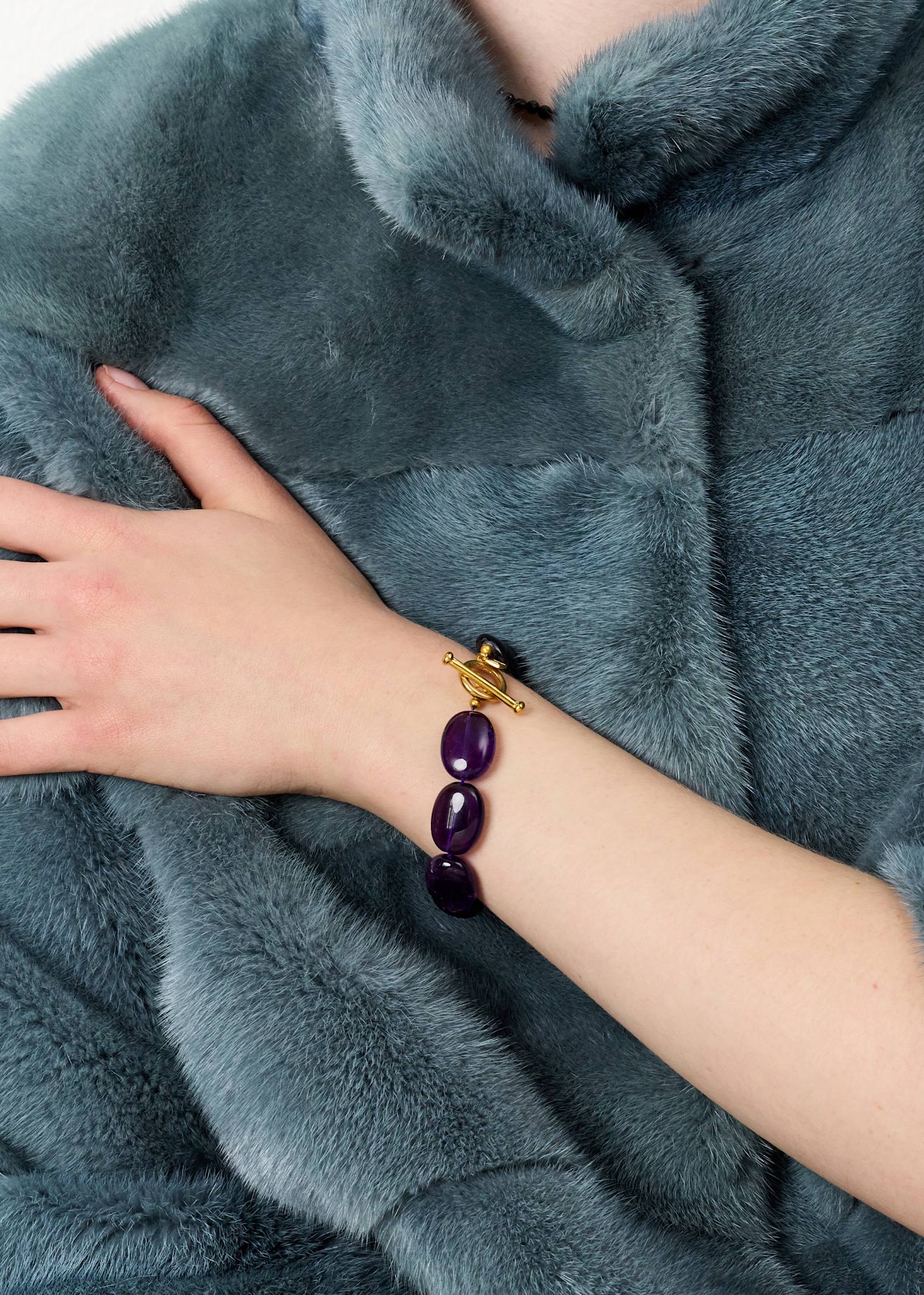 Dragee Maxi bracelet with Amethyst - gold plated