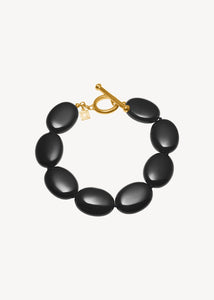 Dragee Maxi bracelet with Black Agate - gold plated