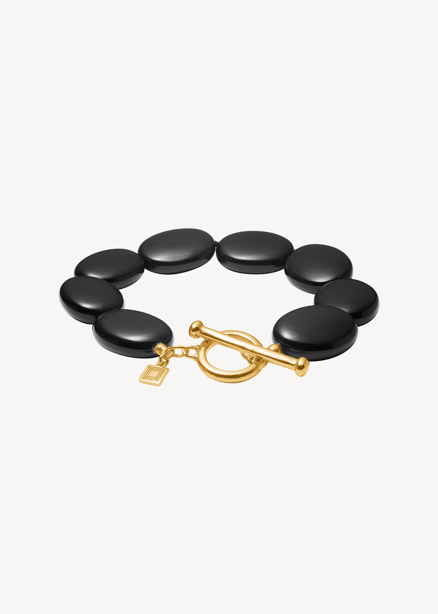 Dragee Maxi bracelet with Black Agate - gold plated