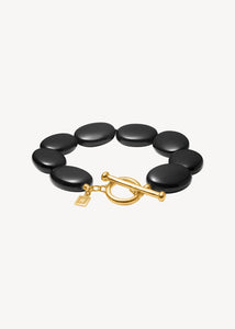 Dragee Maxi bracelet with Black Agate - gold plated