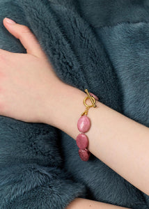 Dragee Maxi bracelet with Rhodonite - gold plated