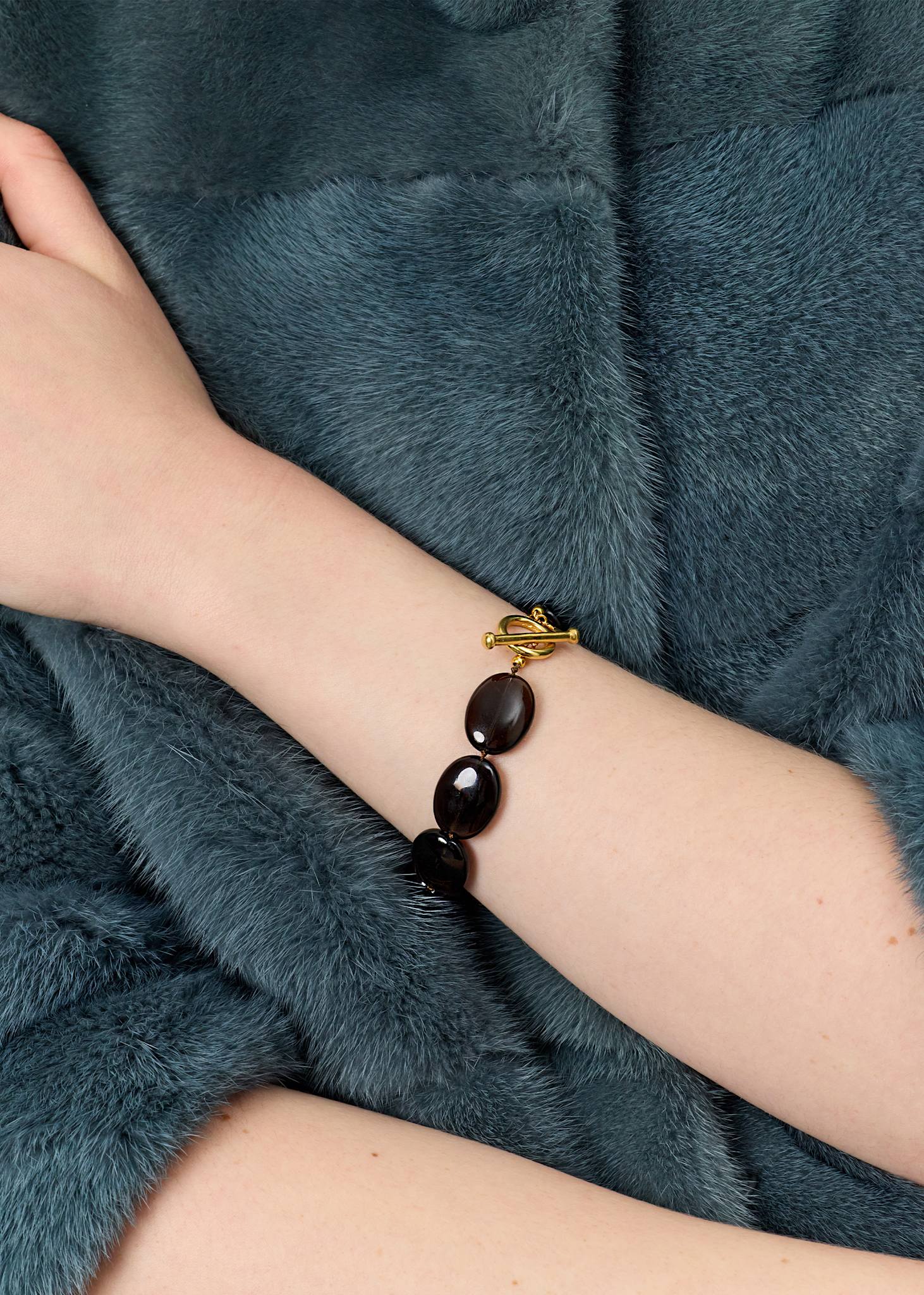Dragee Maxi bracelet with Smoky Quartz - gold plated