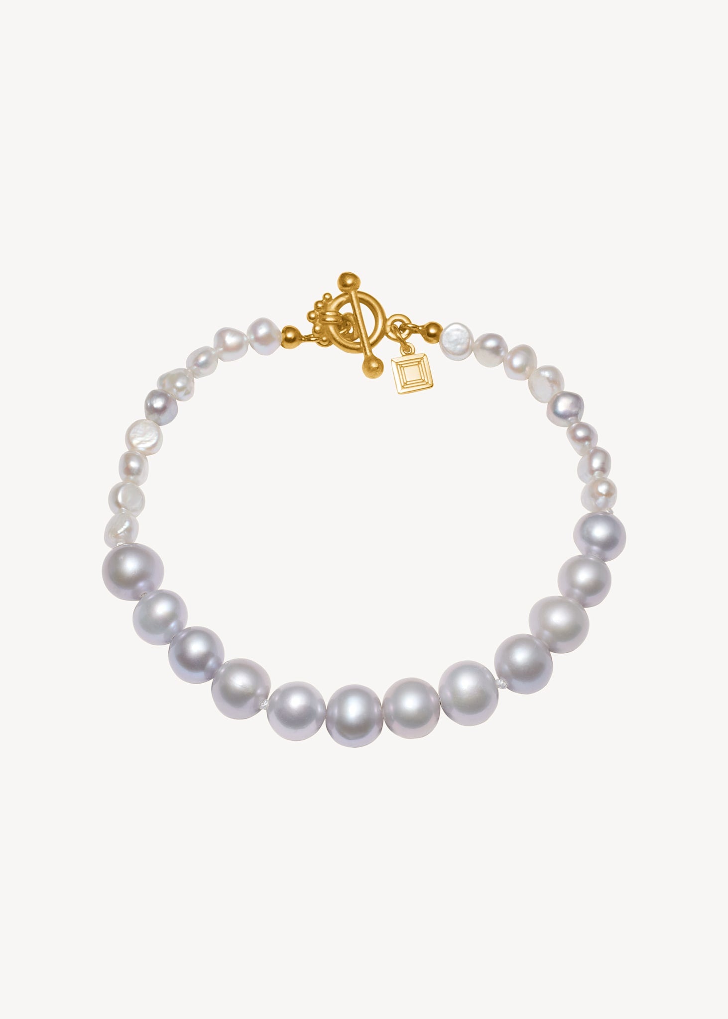 Lotus bracelet with Grey Freshwater Pearls - gold plated