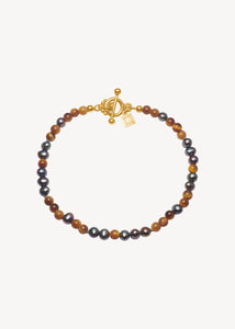 Uma bracelet with Peacock Beads and Tiger's Eye - gold plated