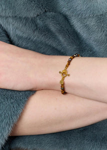 Uma bracelet with Peacock Beads and Tiger's Eye - gold plated