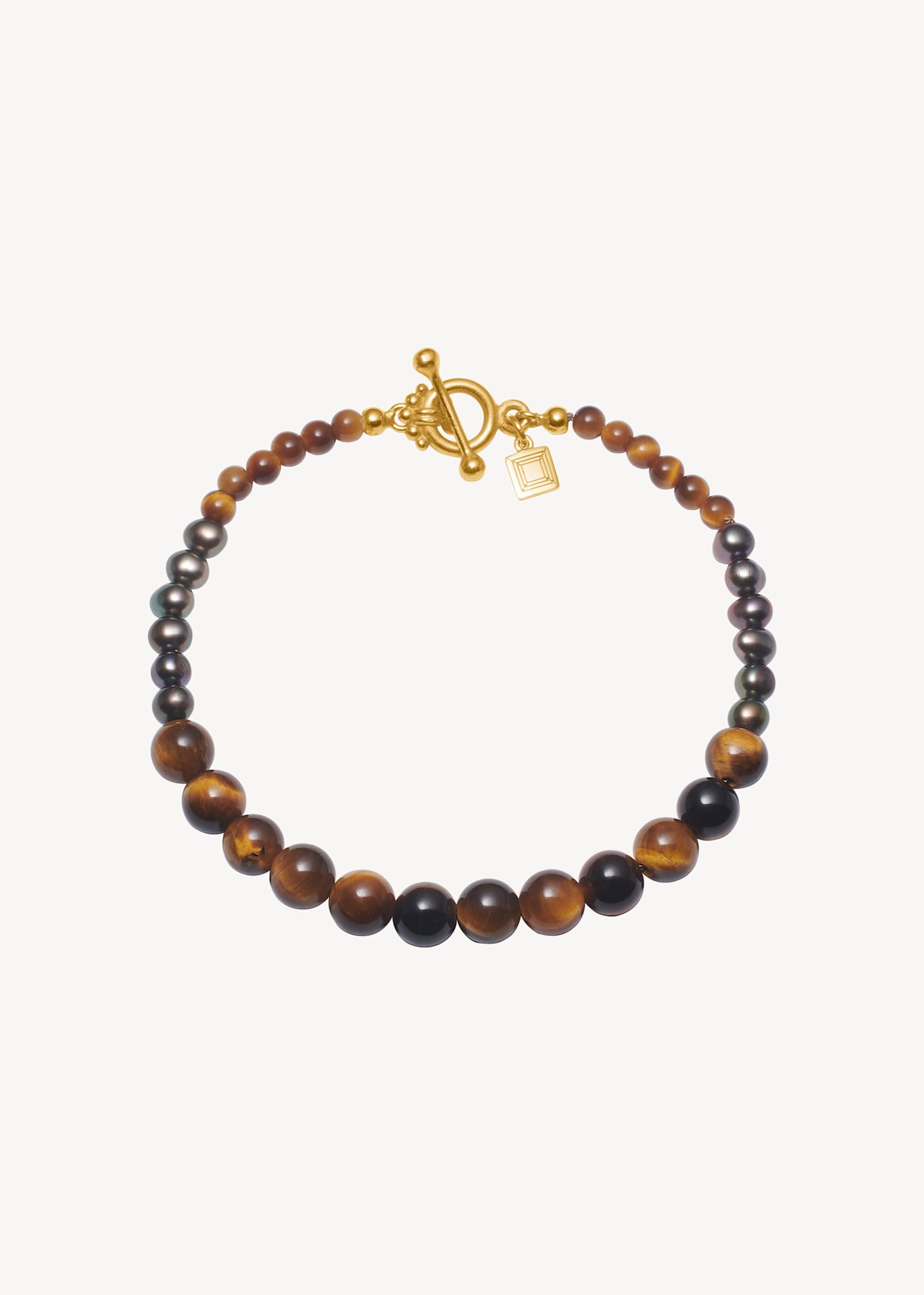 Dani bracelet with Peacock Beads and Tiger's Eye - gold plated