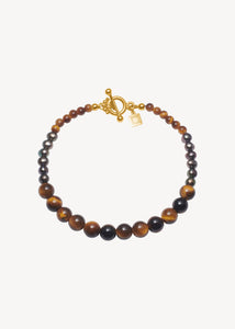 Dani bracelet with Peacock Beads and Tiger's Eye - gold plated