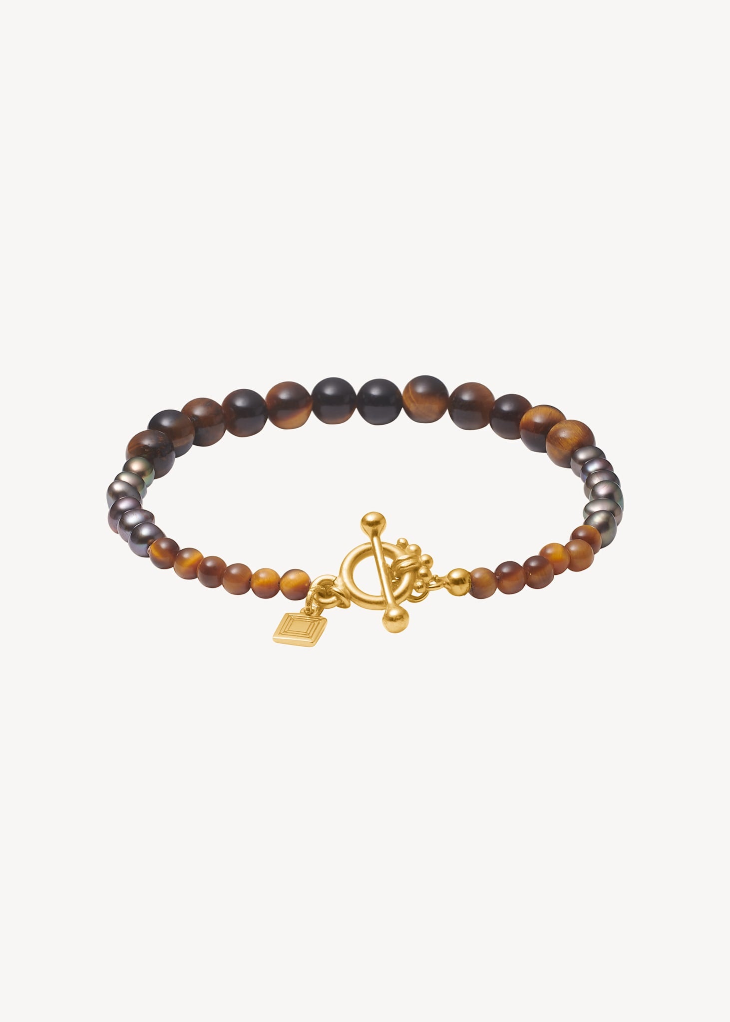 Dani bracelet with Peacock Beads and Tiger's Eye - gold plated