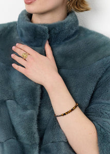 Dani bracelet with Peacock Beads and Tiger's Eye - gold plated