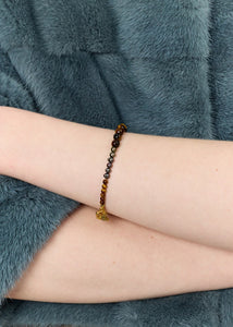 Dani bracelet with Peacock Beads and Tiger's Eye - gold plated