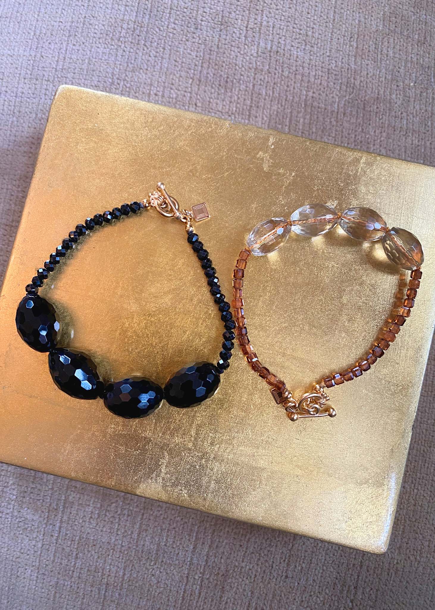 Edith bracelet with Black Agate and Black Spinel - gold plated