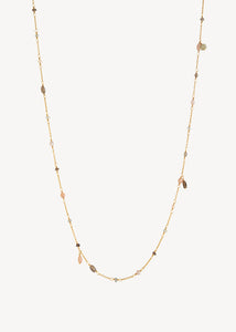 Del Mar necklace with Moonstone, Smokey Quartz and Labradorite 60 cm - gold plated